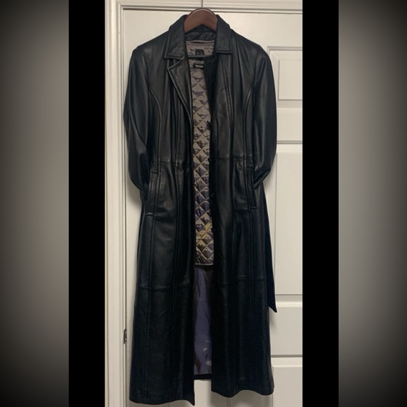 Thinsulate Genuine Long Women’s Black Leather Trench Coat - Picture 6 of 16